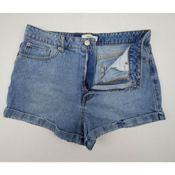 Forever 21 Womens shorts sz 30 high rise short short cotton light wash cuff - Picture 5 of 7